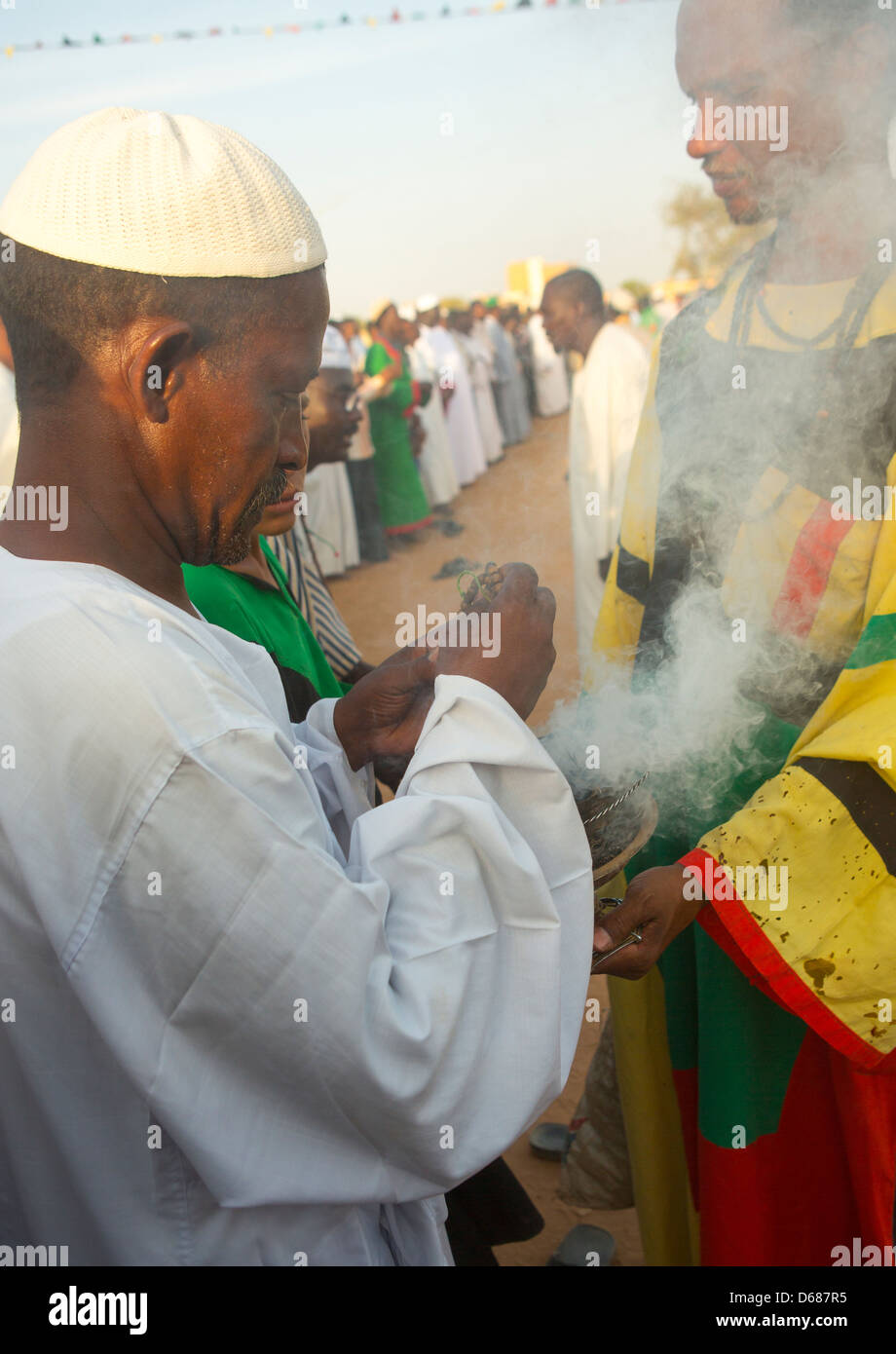 Sufi Whirling Derwische in Omdurman Scheich Hamad El Nil Grab, Khartum, Sudan Stockfoto