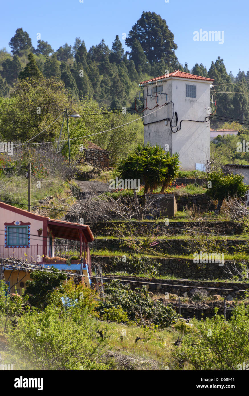 La Palma, Kanarische Inseln - Las Tricias, Dorf im Nordwesten der Insel. Bauernhof-Architektur. Stockfoto