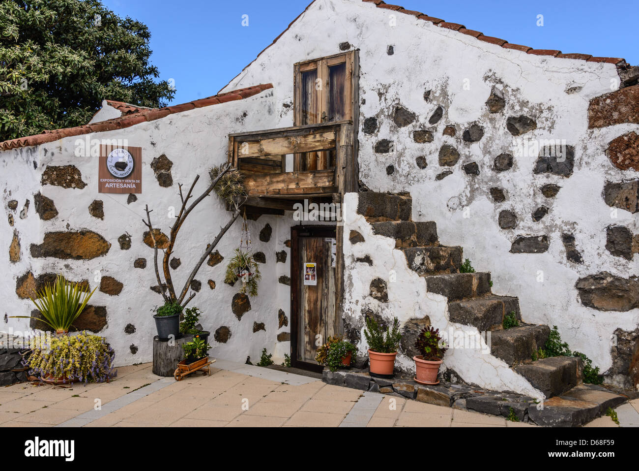 La Palma, Kanarische Inseln - Las Tricias, Dorf im Nordwesten der Insel. La Tahona handwerklichen Handwerk Zentrum. Stockfoto