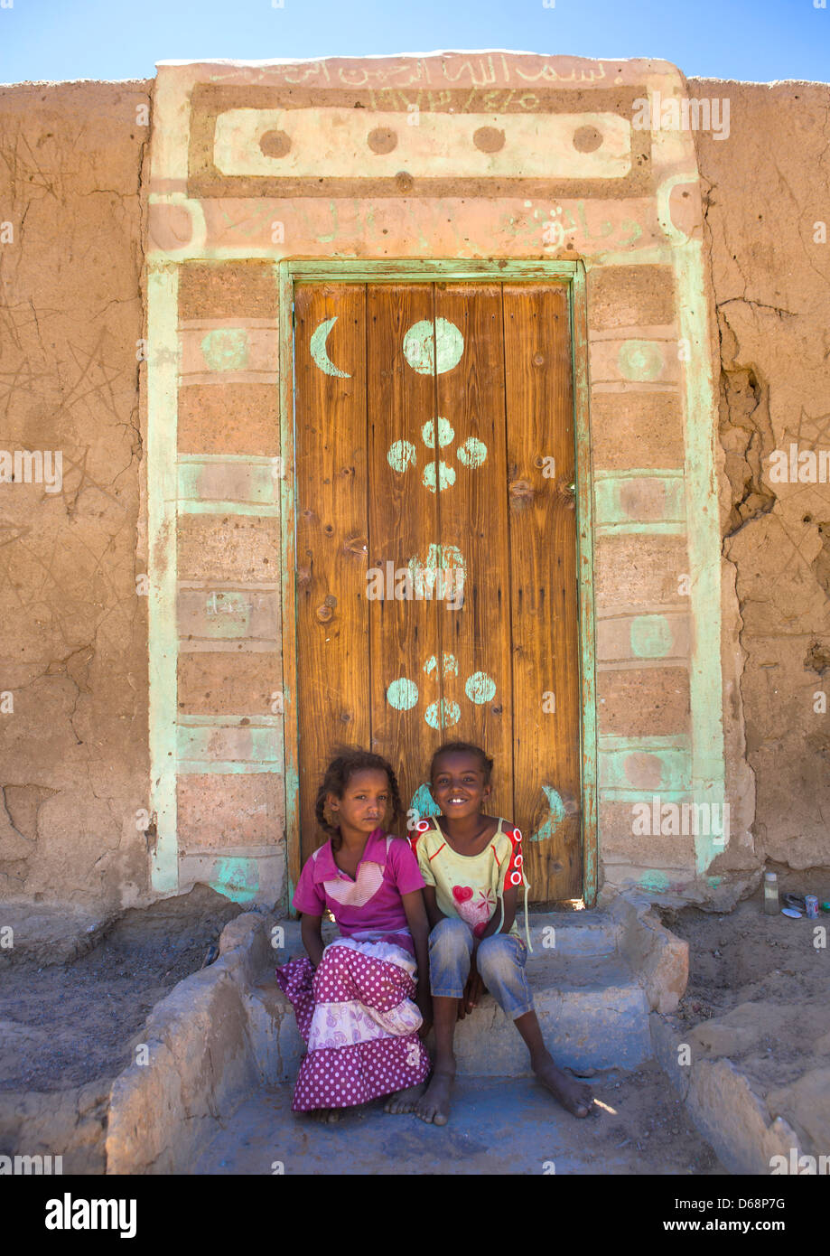 Traditionellen nubischen Architektur von einer Tür, Gunfal, Sudan Stockfoto