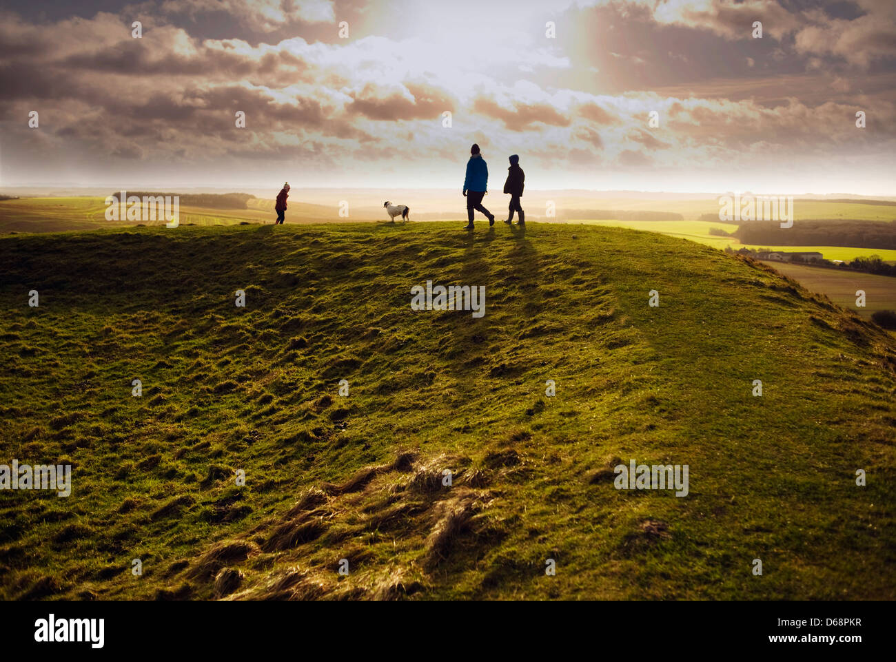 Fuß der Bank eine Bronzezeit Wallburg bei Uffington, Oxfordshire, England am Silvester Tag 2013 Stockfoto