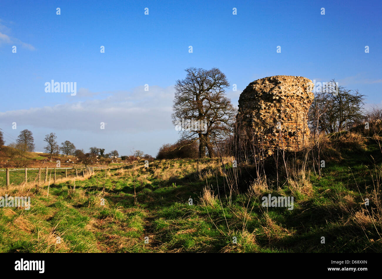 Eine zerstörte Turm an der römischen Venta Icenorum bei Caistor St Edmund, Norfolk, England, Vereinigtes Königreich. Stockfoto