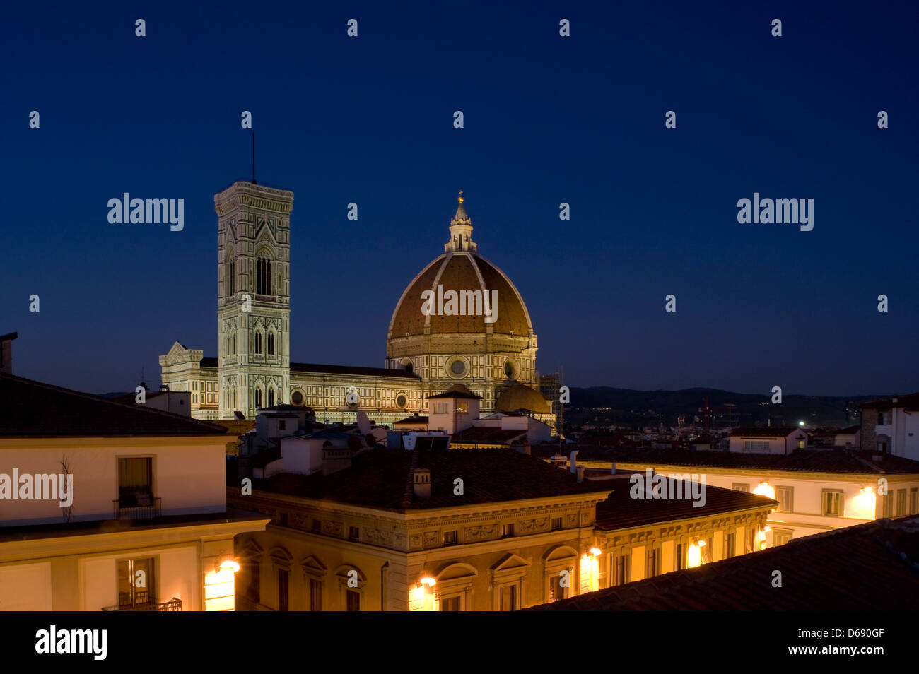 Der Dom und der Campanile in der Abenddämmerung. Florenz, Toskana, Italien Stockfoto