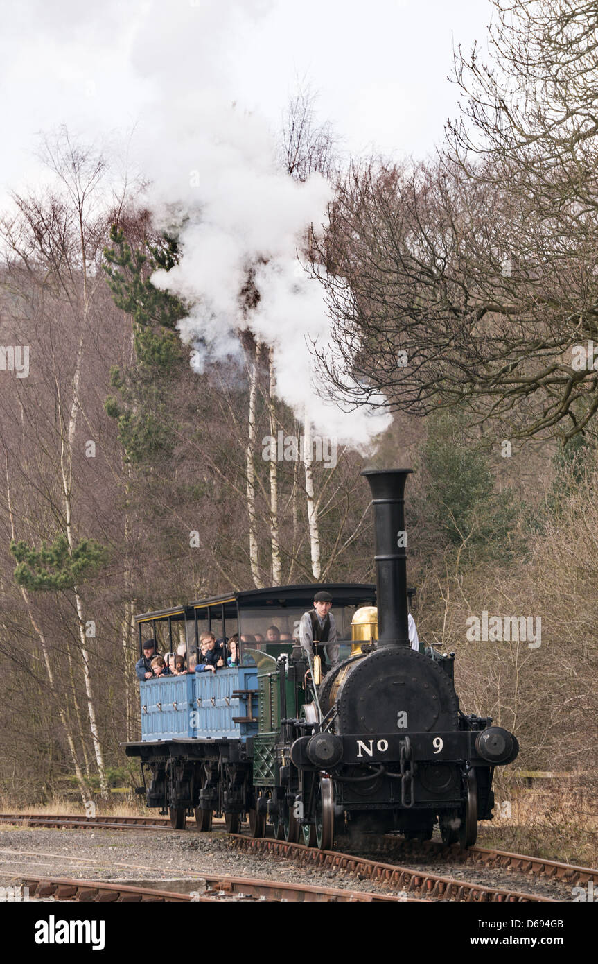 Replikat Planeten Dampfmaschine am Arbeitsplatz Beamish Museum Nord-Ost England UK Stockfoto