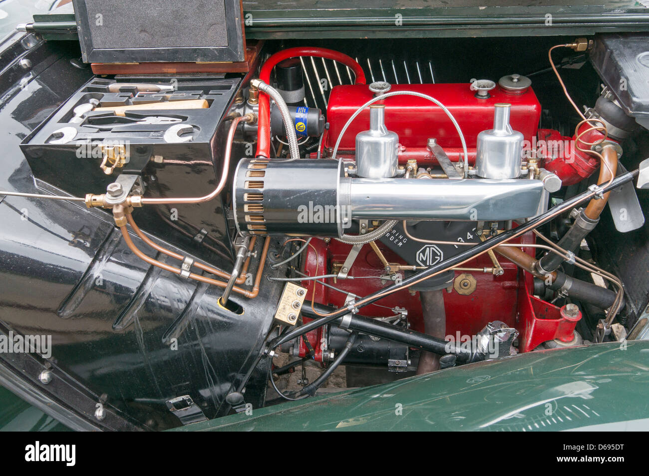 1938 MG TA 4-Zylinder Benzinmotor Beamish Museum North East England Großbritannien Stockfoto