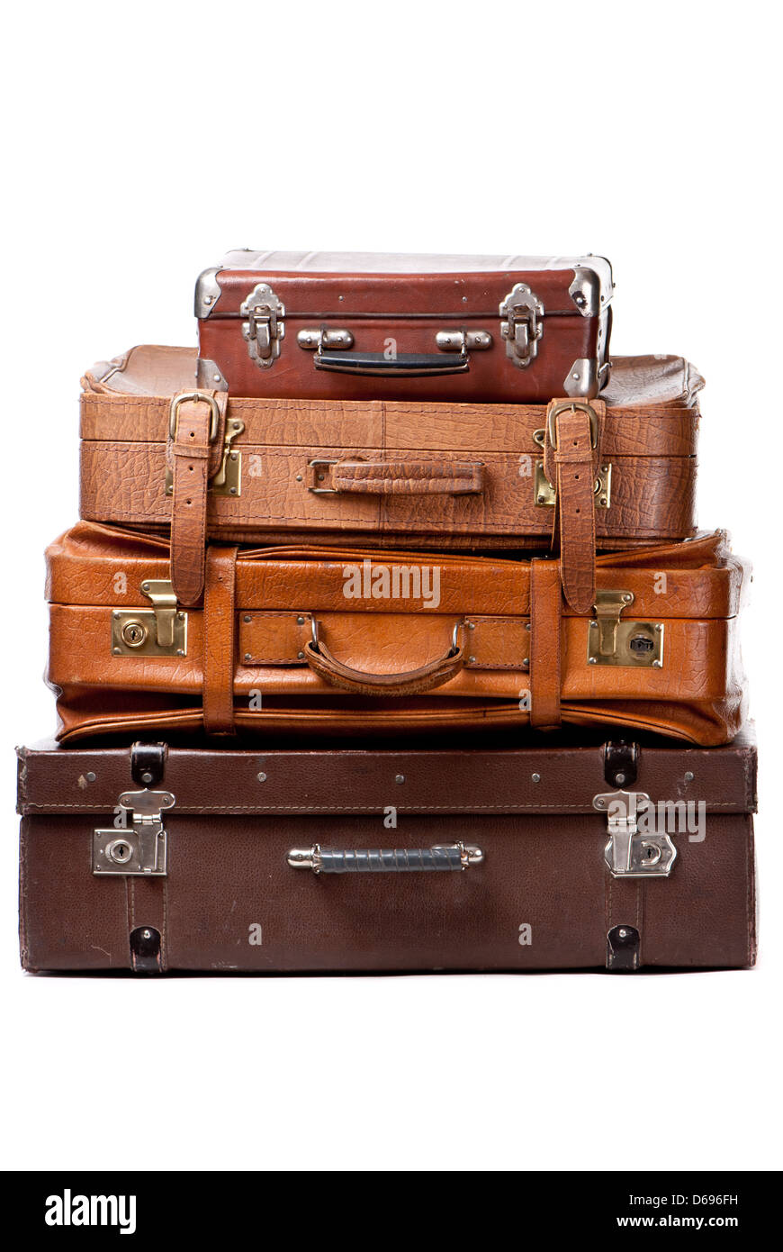 Alte Koffer isoliert auf weißem Hintergrund Stockfoto