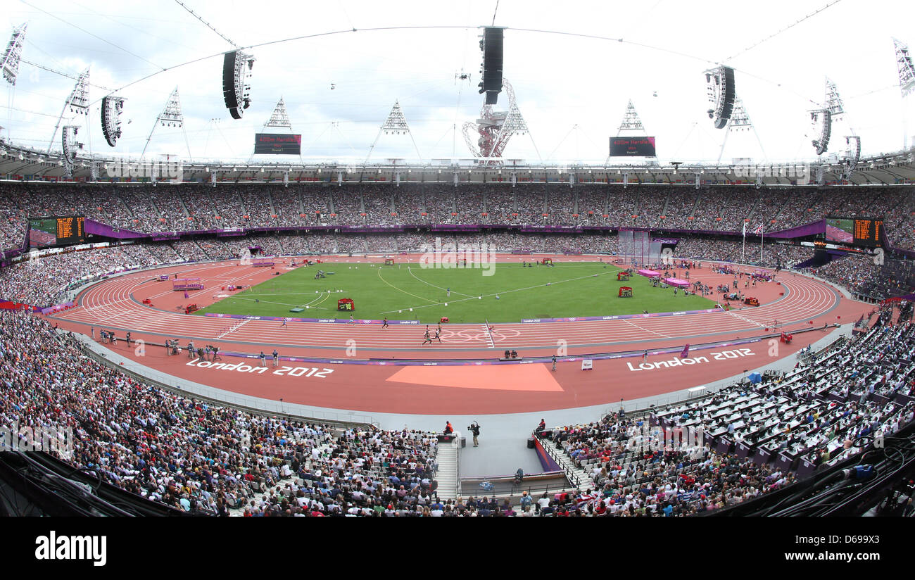 Einen Überblick über das Olympiastadion während der London 2012 Olympische Spiele Leichtathletik, Leichtathletik-Veranstaltungen, London, Großbritannien 3. August 2012. Foto: Michael Kappeler dpa Stockfoto