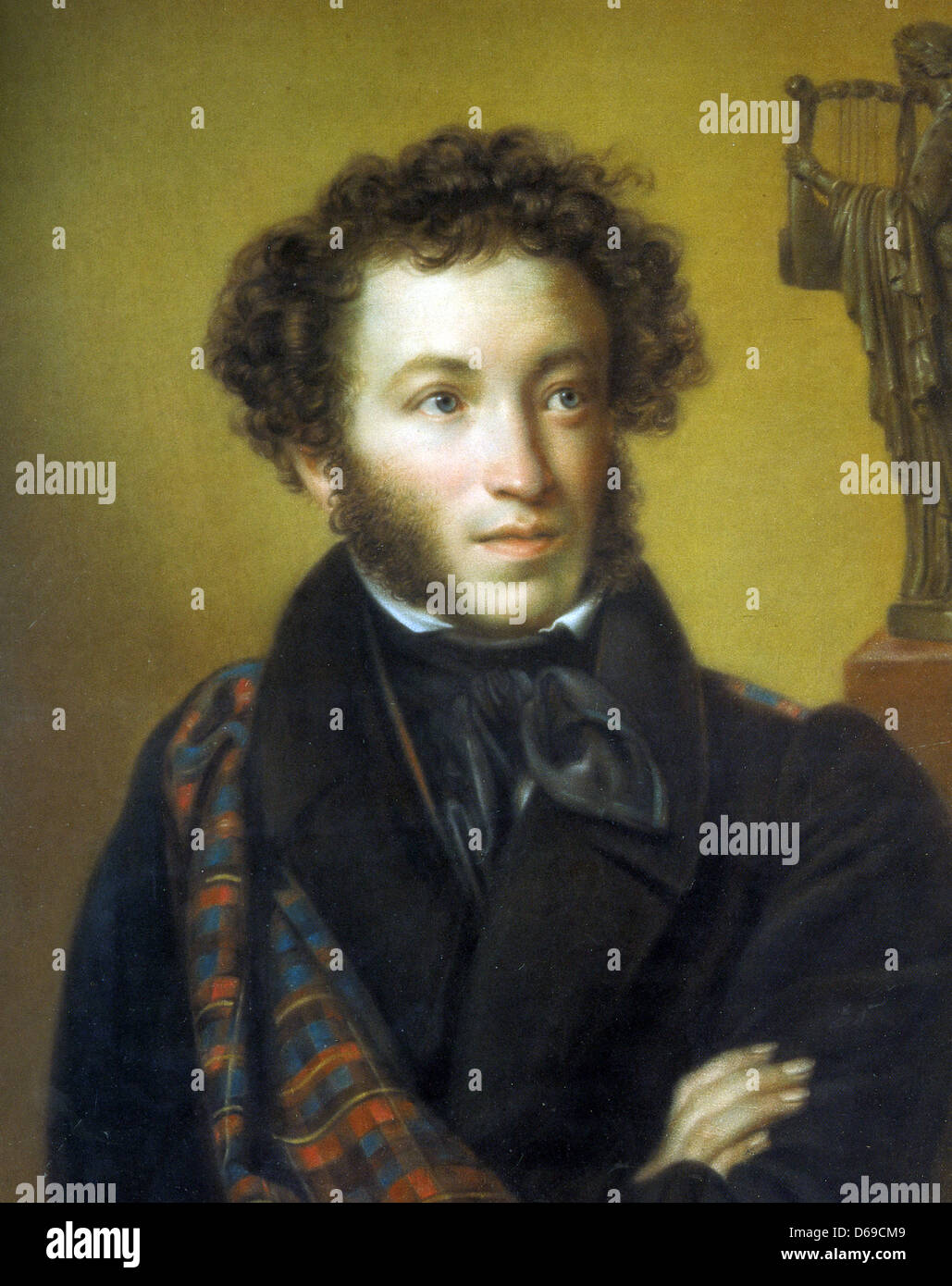 ALEXANDER PUSHKIN (1799-1837), russischer Dichter und Schriftsteller im Jahre 1837 von einem unbekannten Künstler gemalt Stockfoto