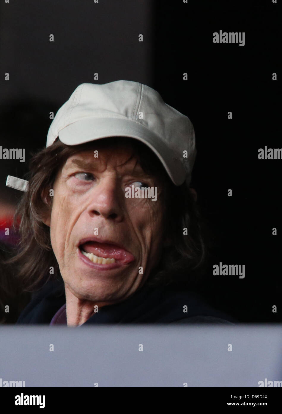 Britischer Sänger Mick Jagger besucht London 2012 Olympische Spiele Leichtathletik, Leichtathletik-Veranstaltungen im Olympiastadion, 6. August 2012, London, Großbritannien. Foto: Michael Kappeler dpa Stockfoto