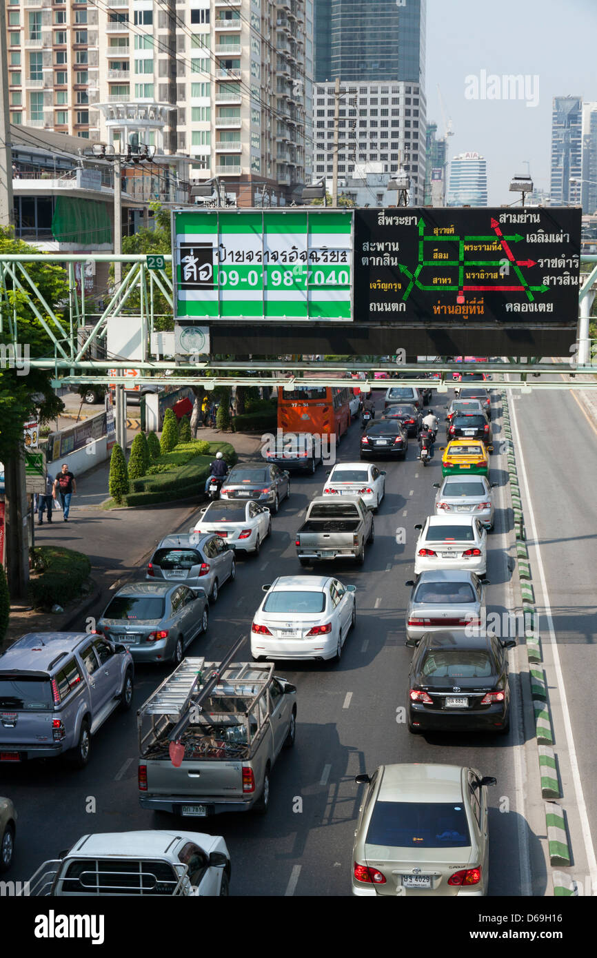 Bangkok-Stau auf Sathorn Stockfoto