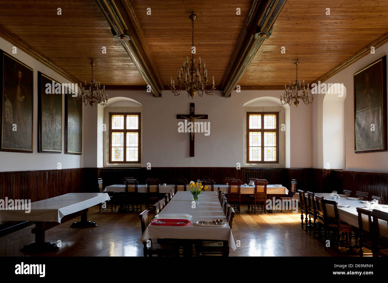 Krakau, Polen, Speisesaal im Kloster von Canons regelmäßige Lateranensischer Gemeinde Stockfoto