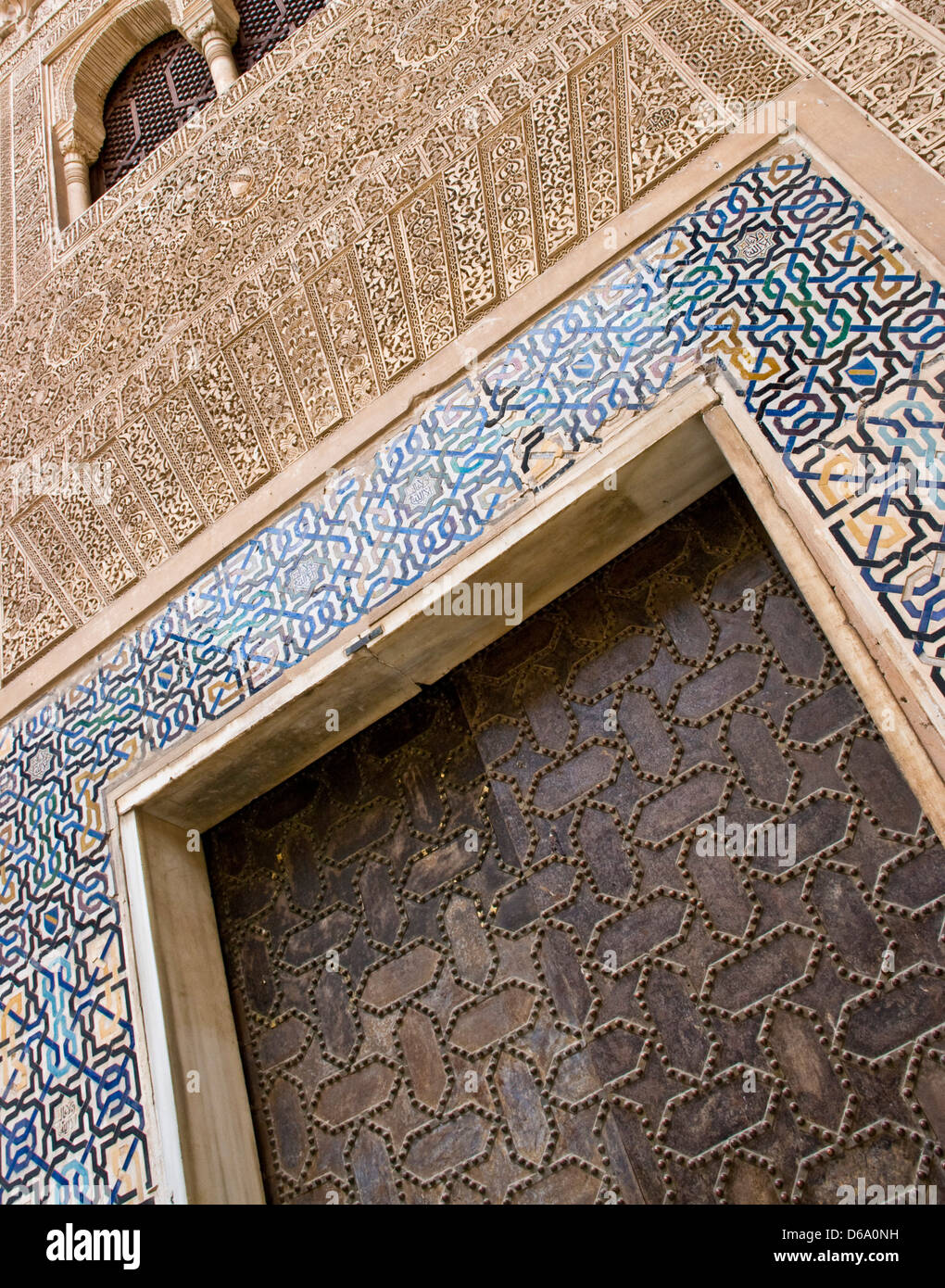 Dekorative islamische Stuck & eigelegten Cuarto Dorado Comares Palast Alhambra Palast zum UNESCO-Weltkulturerbe Granada Andalusien Stockfoto
