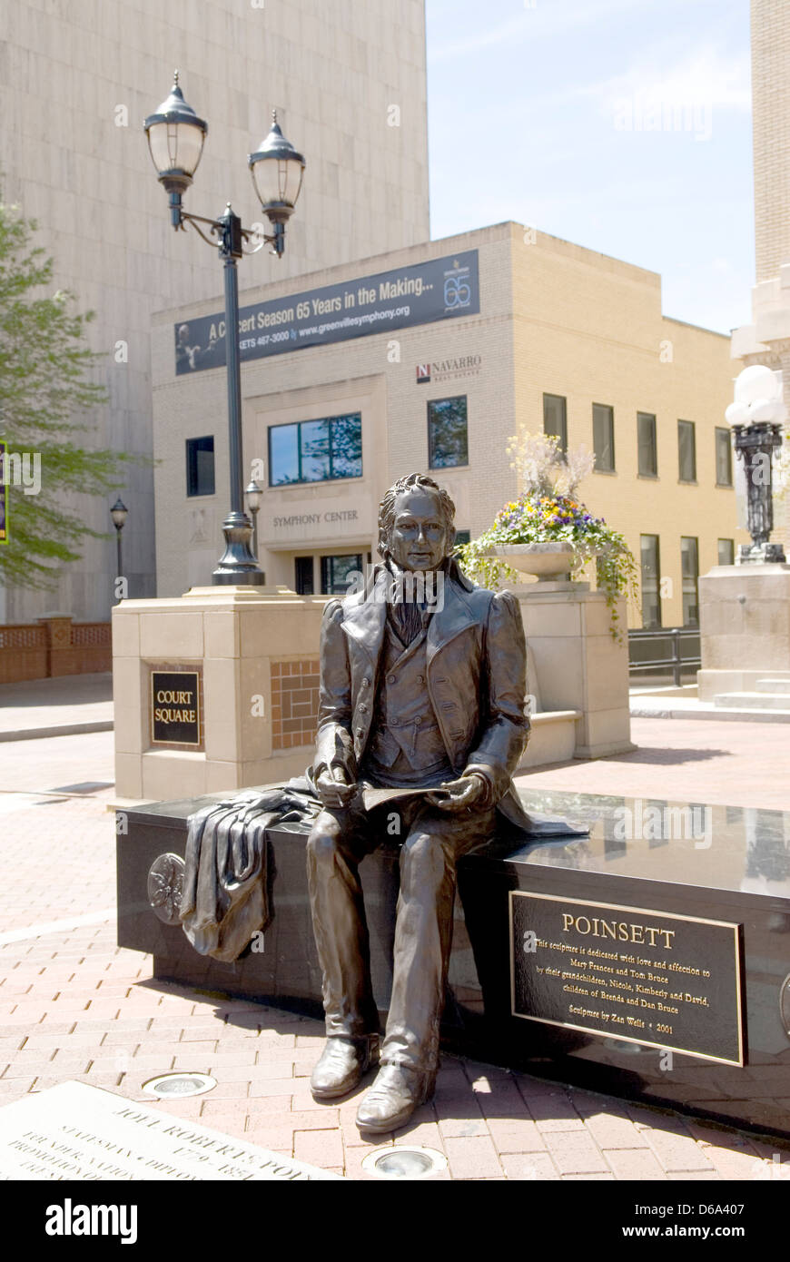 Joel Poinsett Statue Greenville SC USA Stockfoto