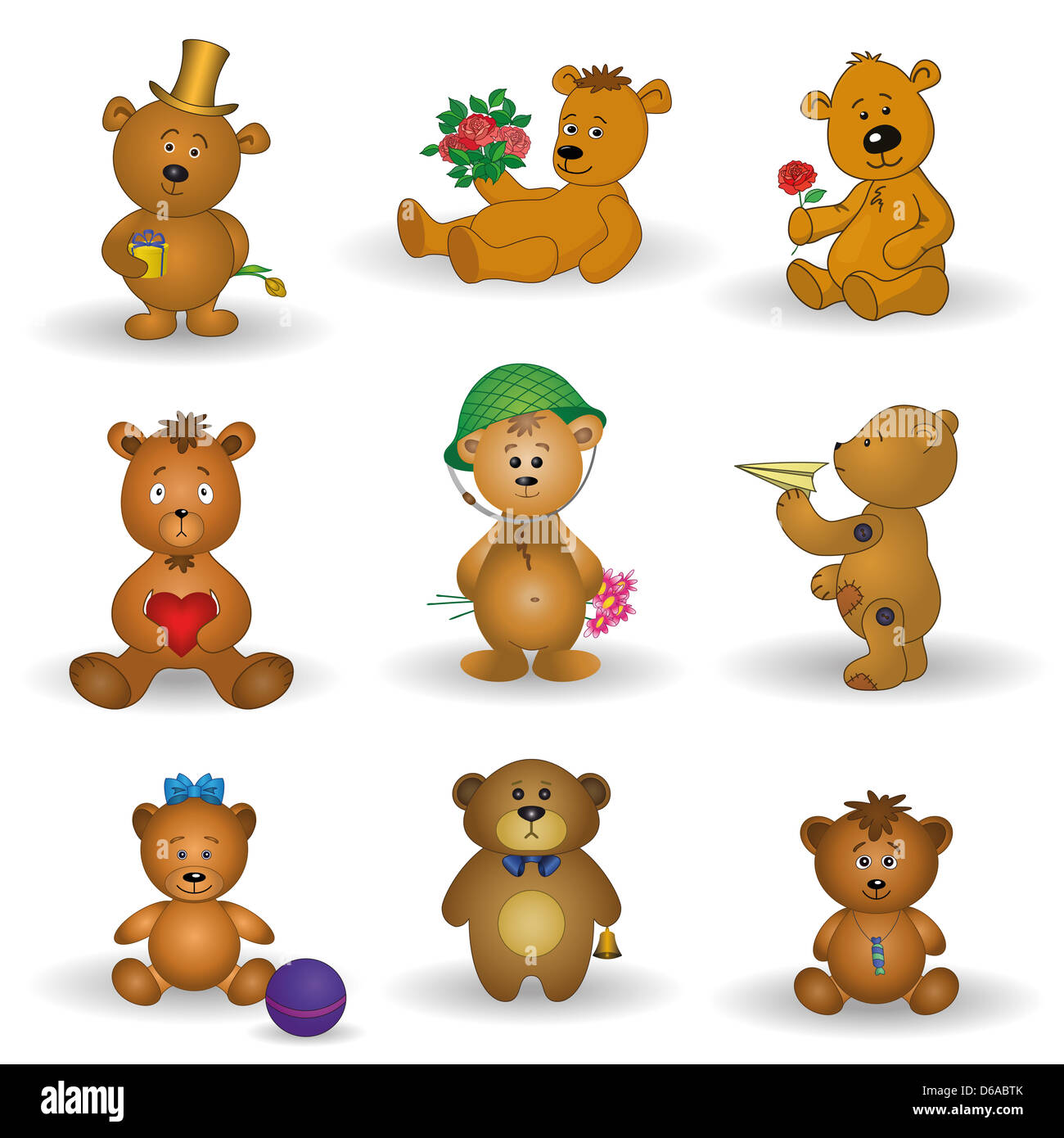 Set Spielzeug Teddybären Stockfoto