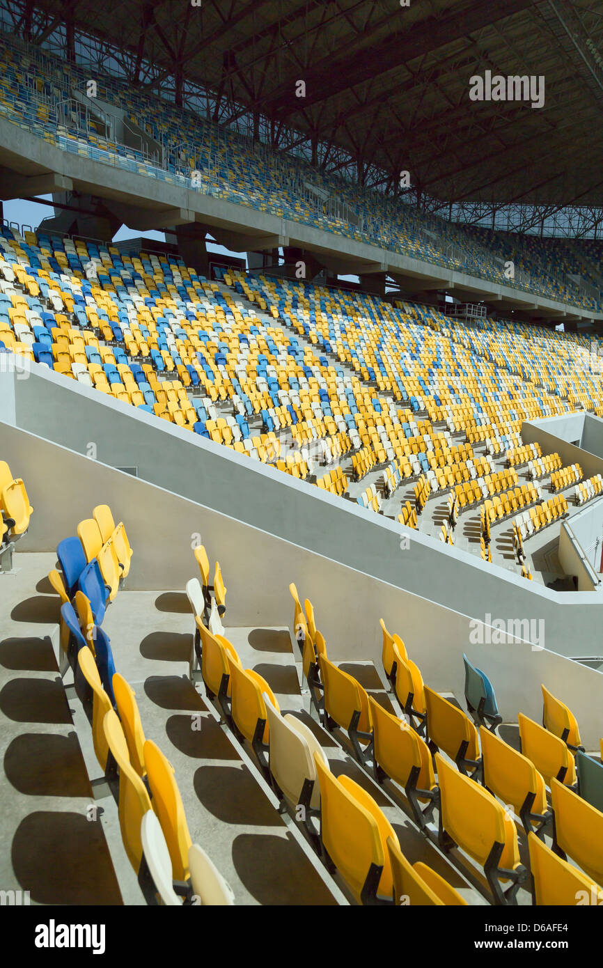 Lviv, Ukraine, Sitzgelegenheiten in der Arena Lviv, Spielstaette für die Euro 2012 Stockfoto
