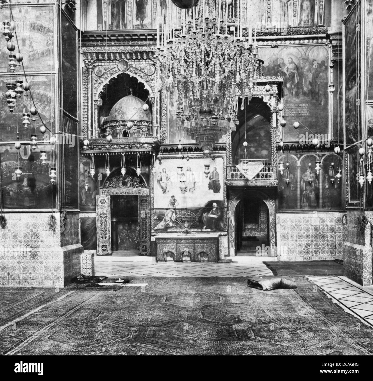 Innenraum des schönen armenischen Kirche, Jerusalem, Palästina, ca. 1901 Stockfoto