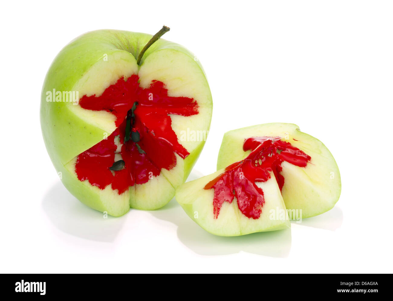 blutige grüner Apfel Stockfoto