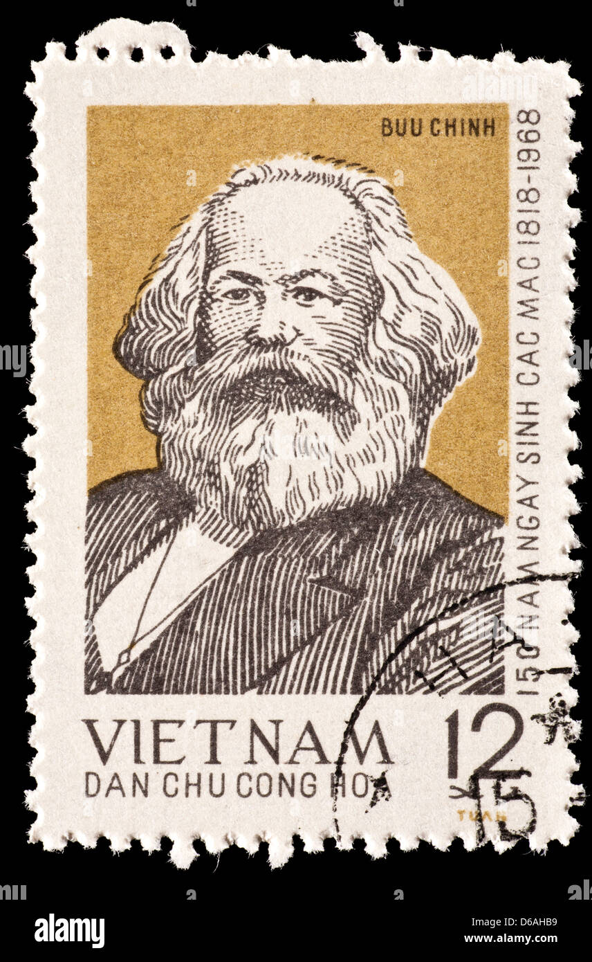 Briefmarke von Nordvietnam von Karl Marx. Stockfoto