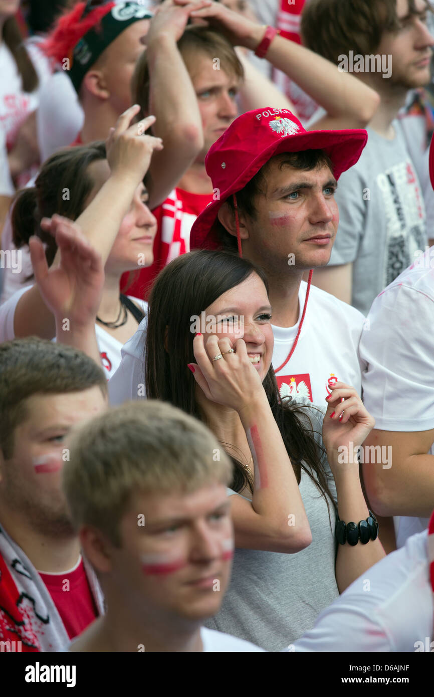 Posen, Polen, Fanmeile am Plac Wolnosci beim Spiel öffnen Stockfoto