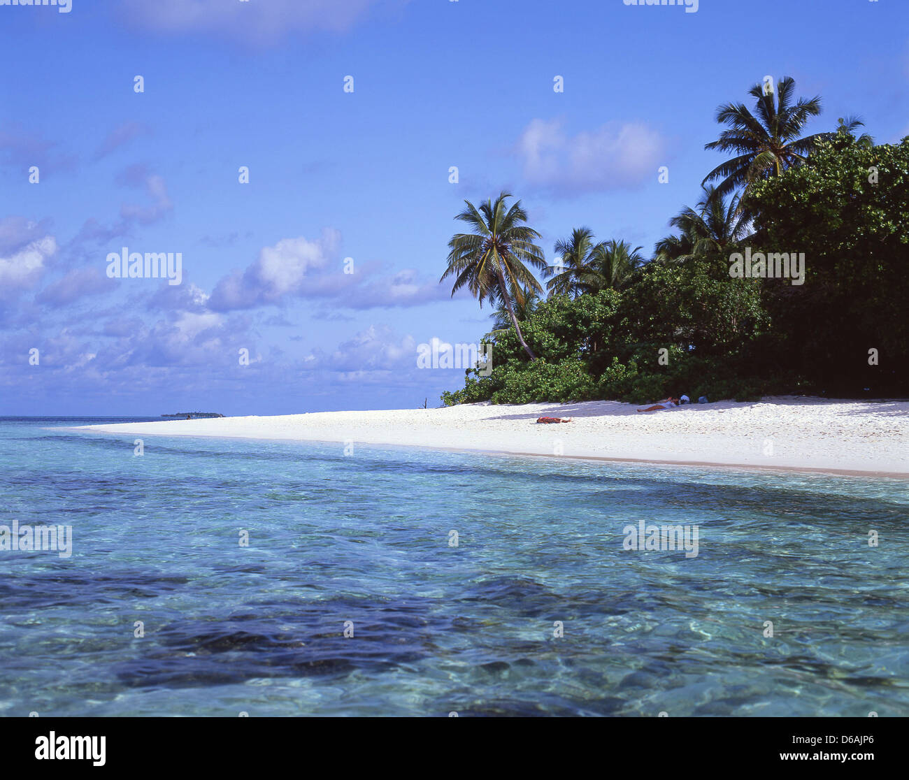Tropischen Strandblick, Kuda Bandos, Republik Malediven, Kaafu Atoll, Bandos Island Stockfoto