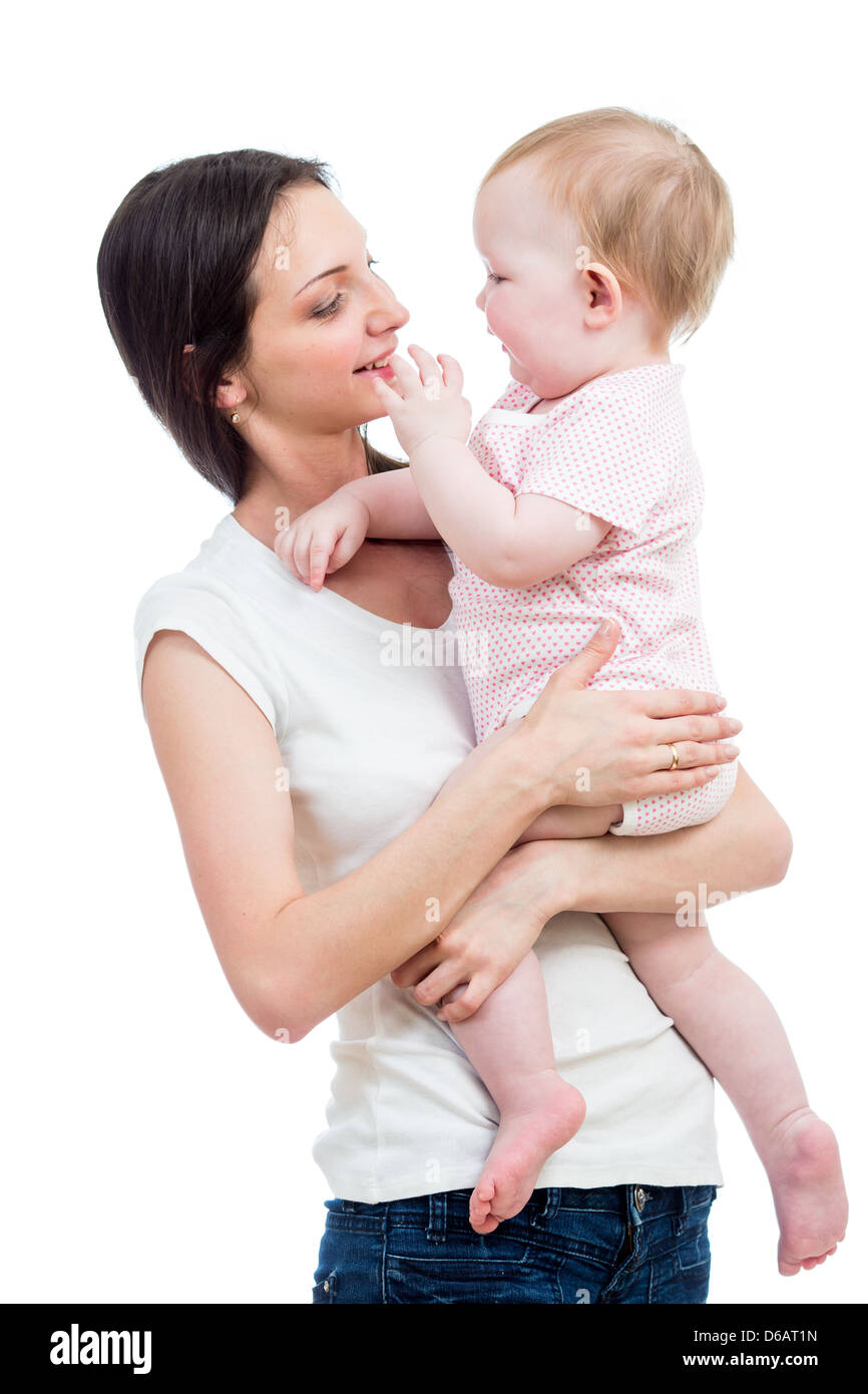 Liebevolle Mutter mit ihrem Baby spielen Stockfoto