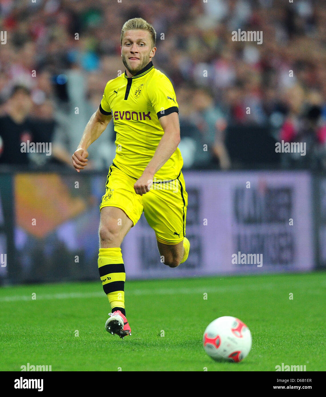 Dortmunds Jakub Blaszczykowski steht auf dem Platz während der DFL-Supercup-Finale zwischen FC Bayern München und Borussia Dortmund in der Allianz Arena in München, Deutschland, 12. August 2012. Foto: Thomas Eisenhuth Stockfoto