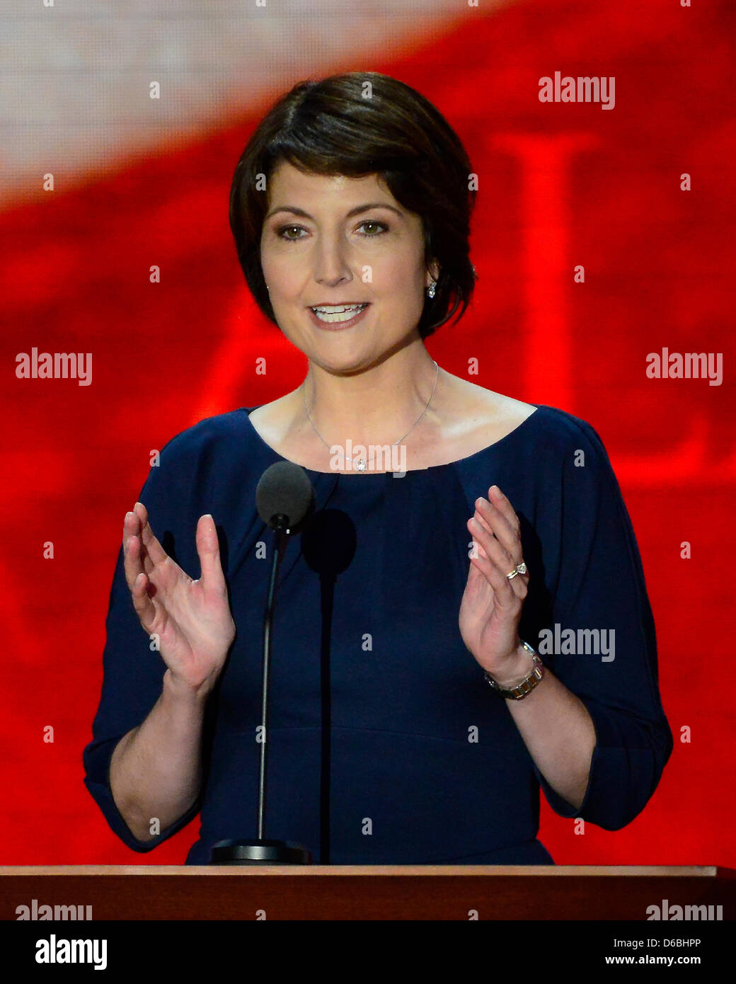 US-amerikanischer Jurist Cathy McMorris Rodgers (republikanischen Washington) führt das Abendprogramm im Republican National Convention 2012 in Tampa Bay, Florida am Donnerstag, 30. August 2012. . Bildnachweis: Ron Sachs / CNP. (Einschränkung: keine New York oder New Jersey Zeitungen oder Zeitungen im Umkreis 75 Meilen von New York City) Stockfoto