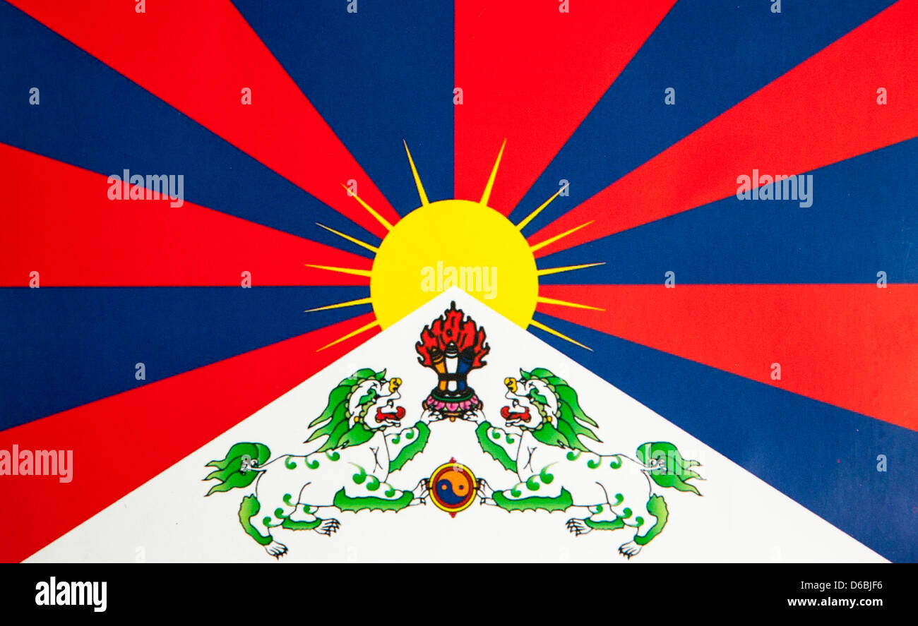 Die tibetische Flagge Tibet China Stockfoto