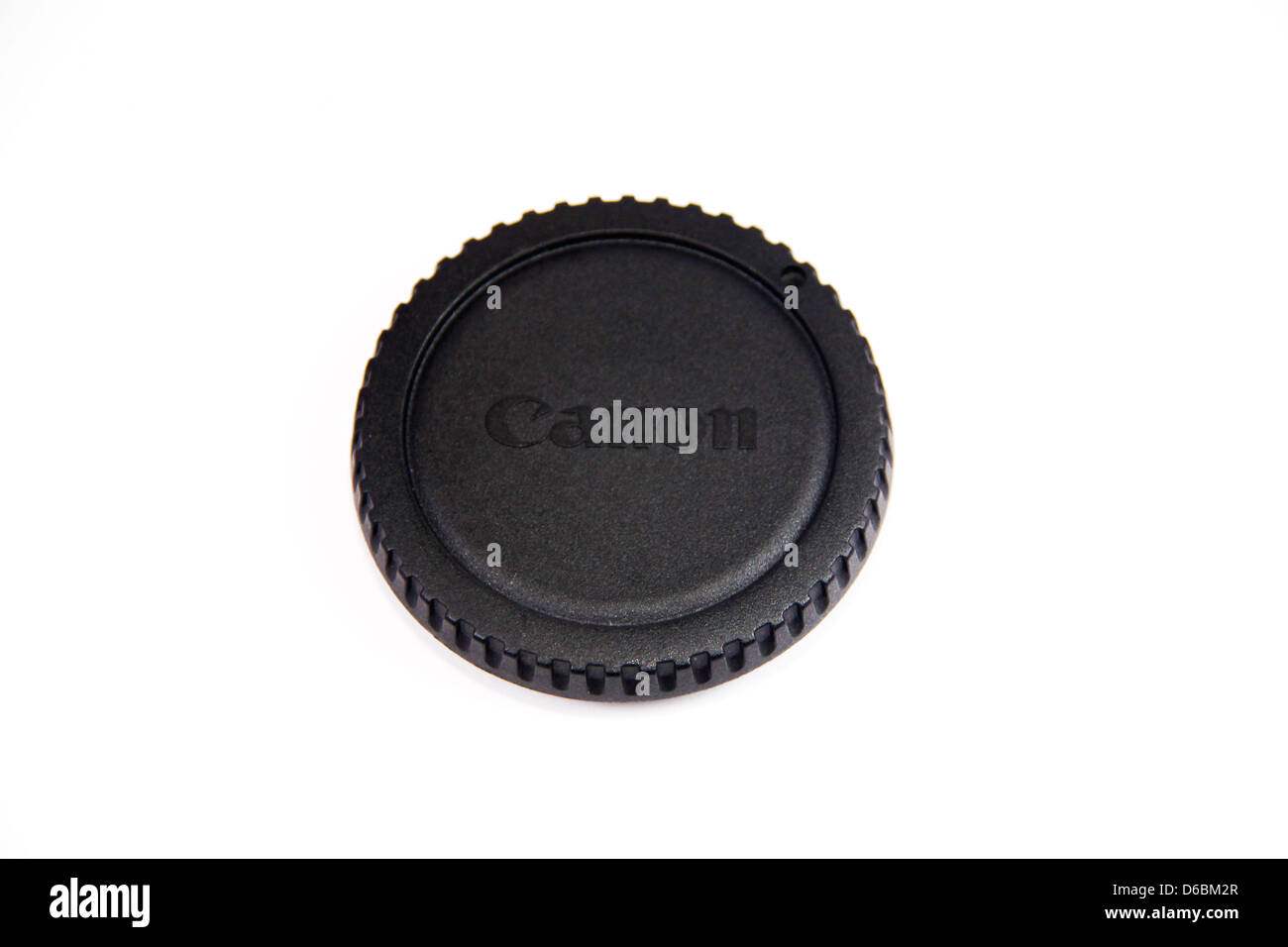 Canon-Objektiv und Kamera-Körper-Kappen Stockfoto