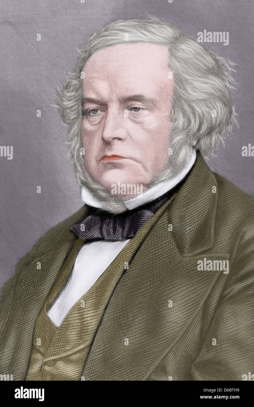 John Bright (1811-1889). Britischer Politiker, Mitglied der Liberalen Partei. Farbige Gravur. Stockfoto