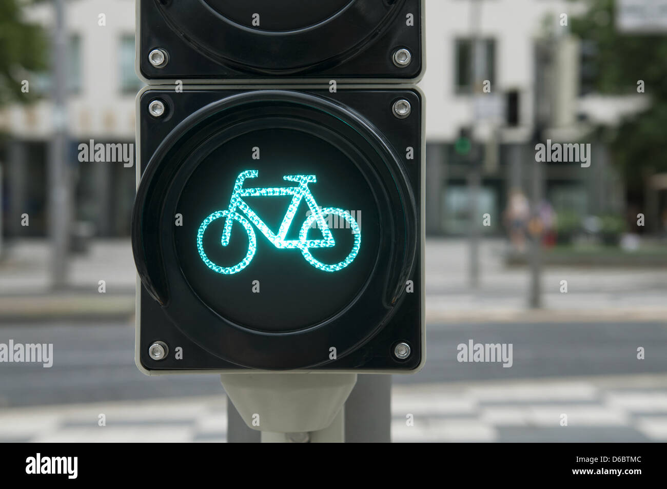 Grünes Licht für Radweg auf Ampel Stockfoto