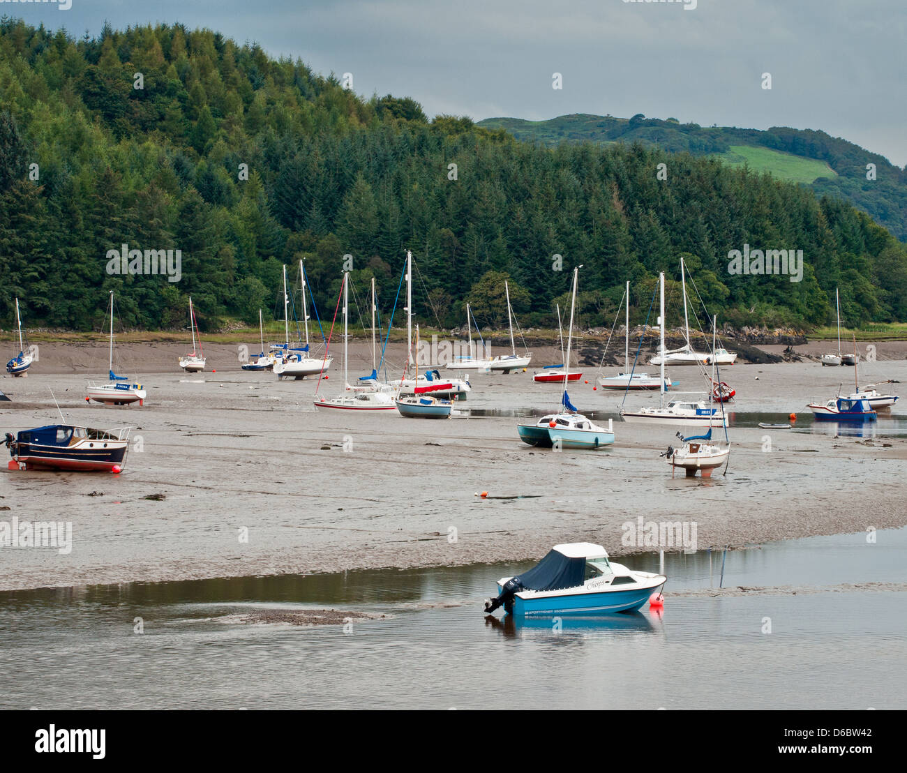Segelboote am Kippford, Dumfries and Galloway, Schottland Stockfoto