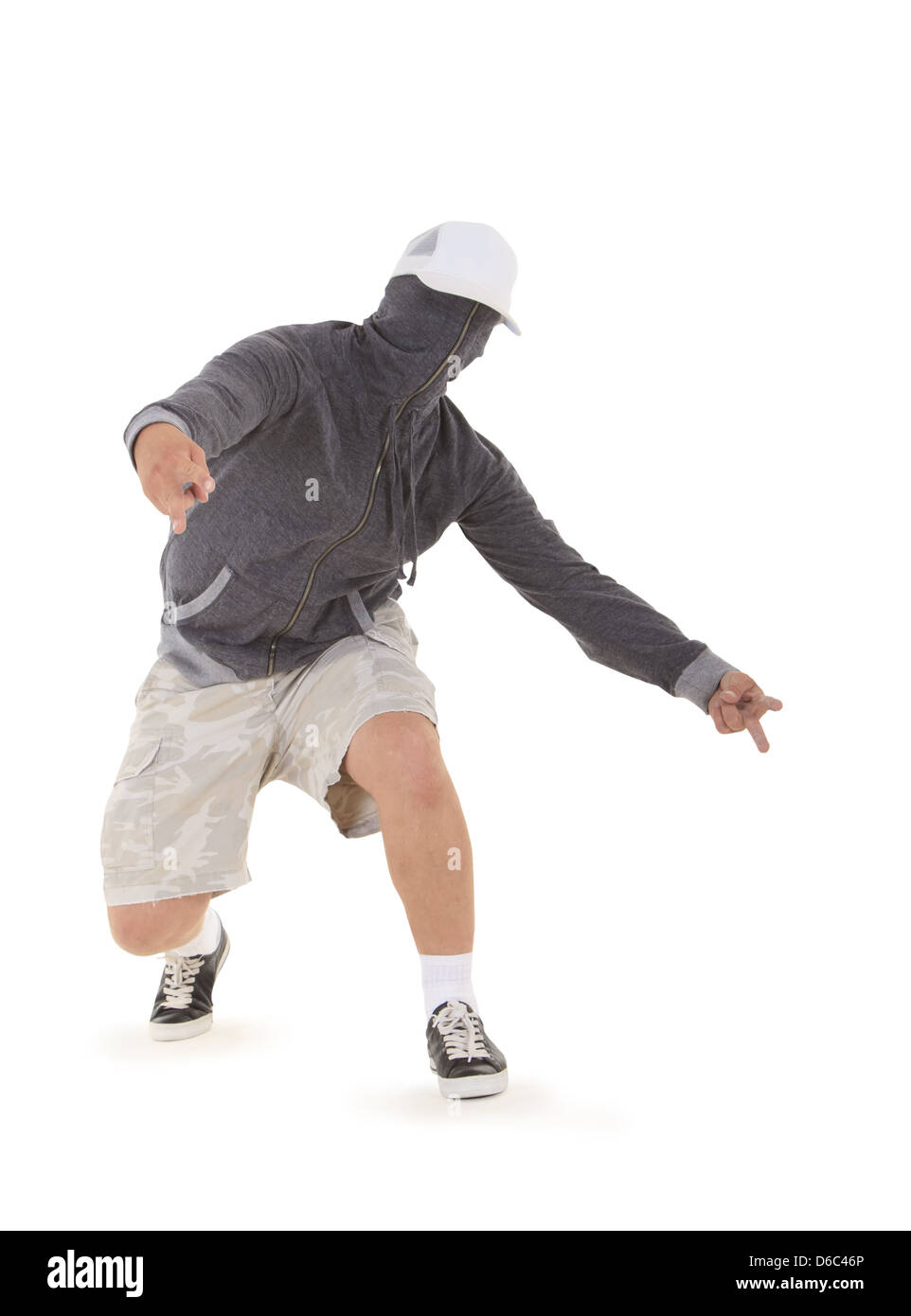 Teenager tanzen Breakdance in Haube Stockfoto