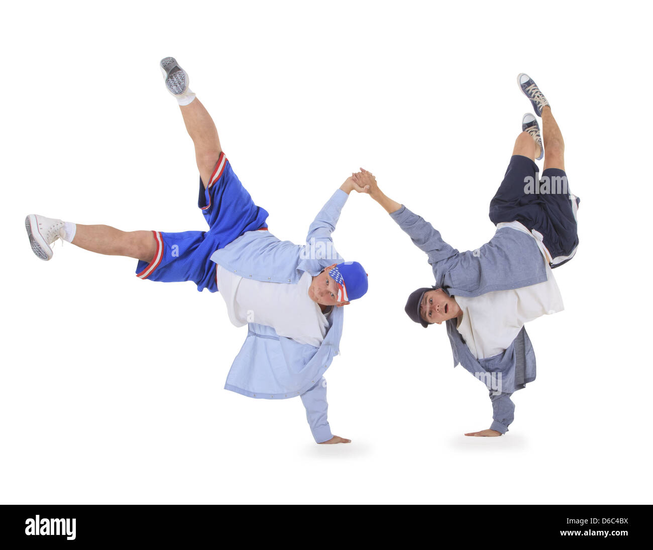 Teenager tanzen Breakdance in Aktion Stockfoto