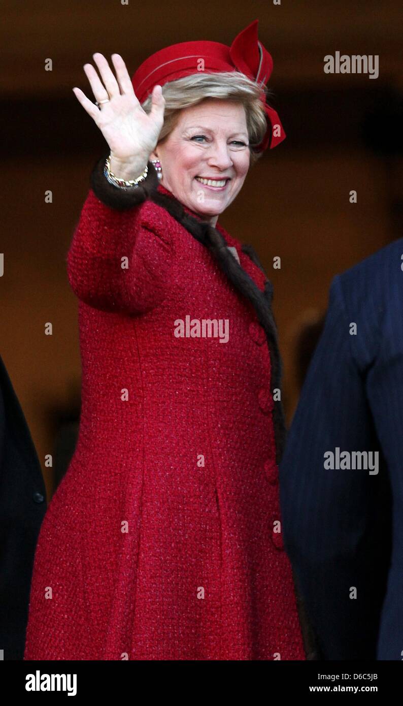 Ehemalige Königin Anne-Marie von Griechenland am Rathaus in Kopenhagen, Dänemark, 14. Januar 2012 während der Feier zum 40. Jubiläum der Königin Margrethe. Foto: Patrick van Katwijk / Niederlande, Stockfoto