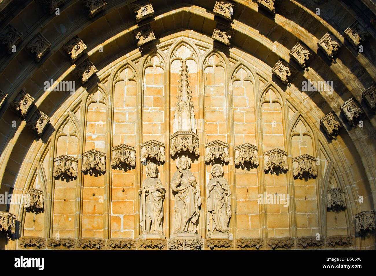 Stein gehauen Eingang, St. Baafskathedraal, St. Baafs Cathedral, Gent (Gent), Flandern, Belgien, Europa Stockfoto