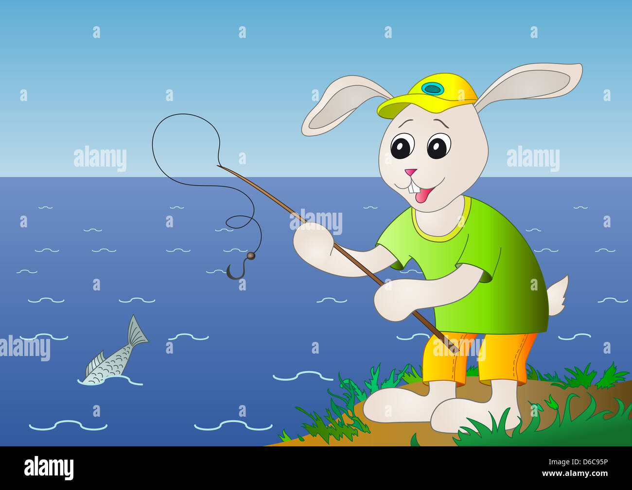 Hase, Angeln, ist Fisch links. Stockfoto