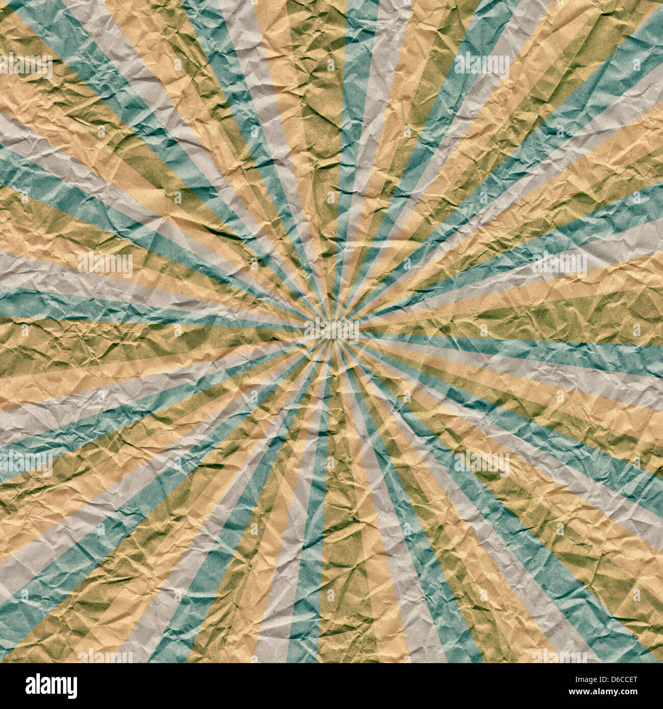 Retro-Grunge Sunburst auf zerkleinert Papier Stockfoto