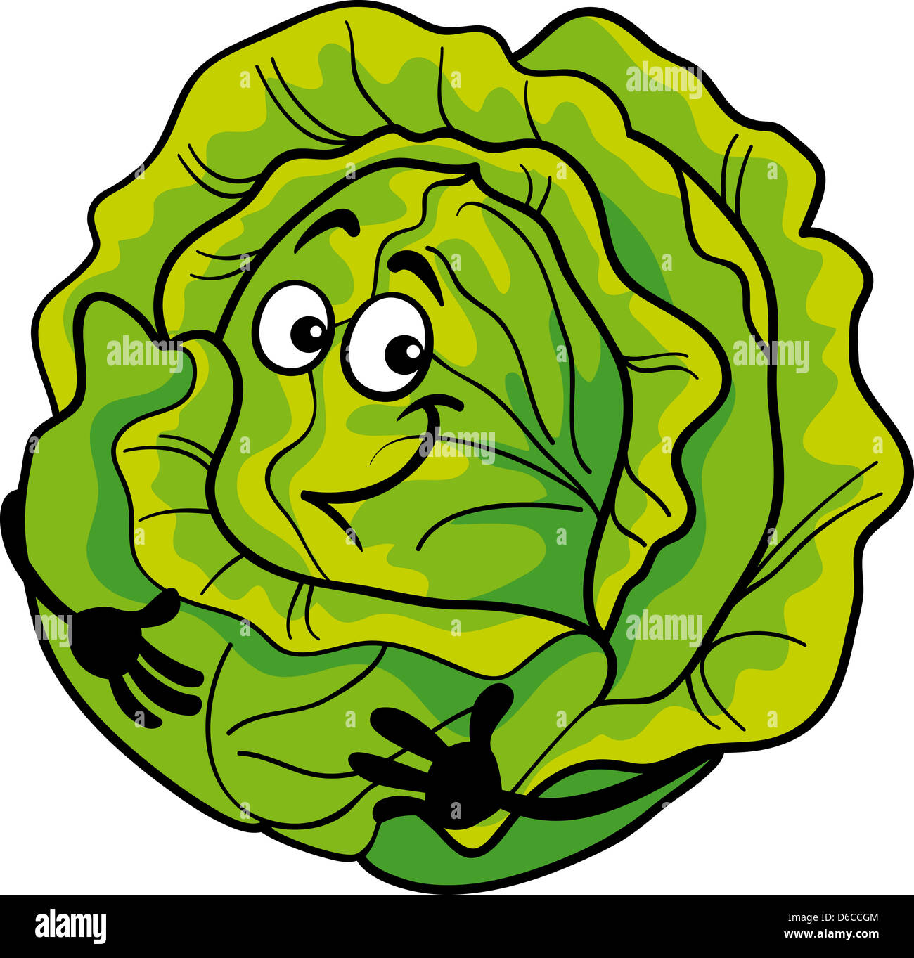 CartoonIllustration der lustige grüne Kohl oder Salat Gemüse essen