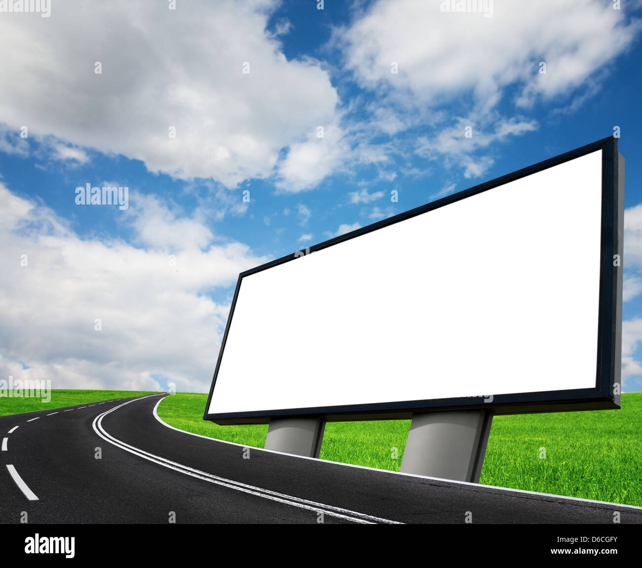 Neues Plakat und blauer Himmel Stockfoto