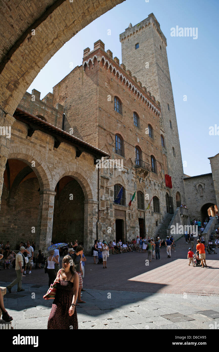 Palazzo Del Popolo, San Gimignano, Italien Stockfoto