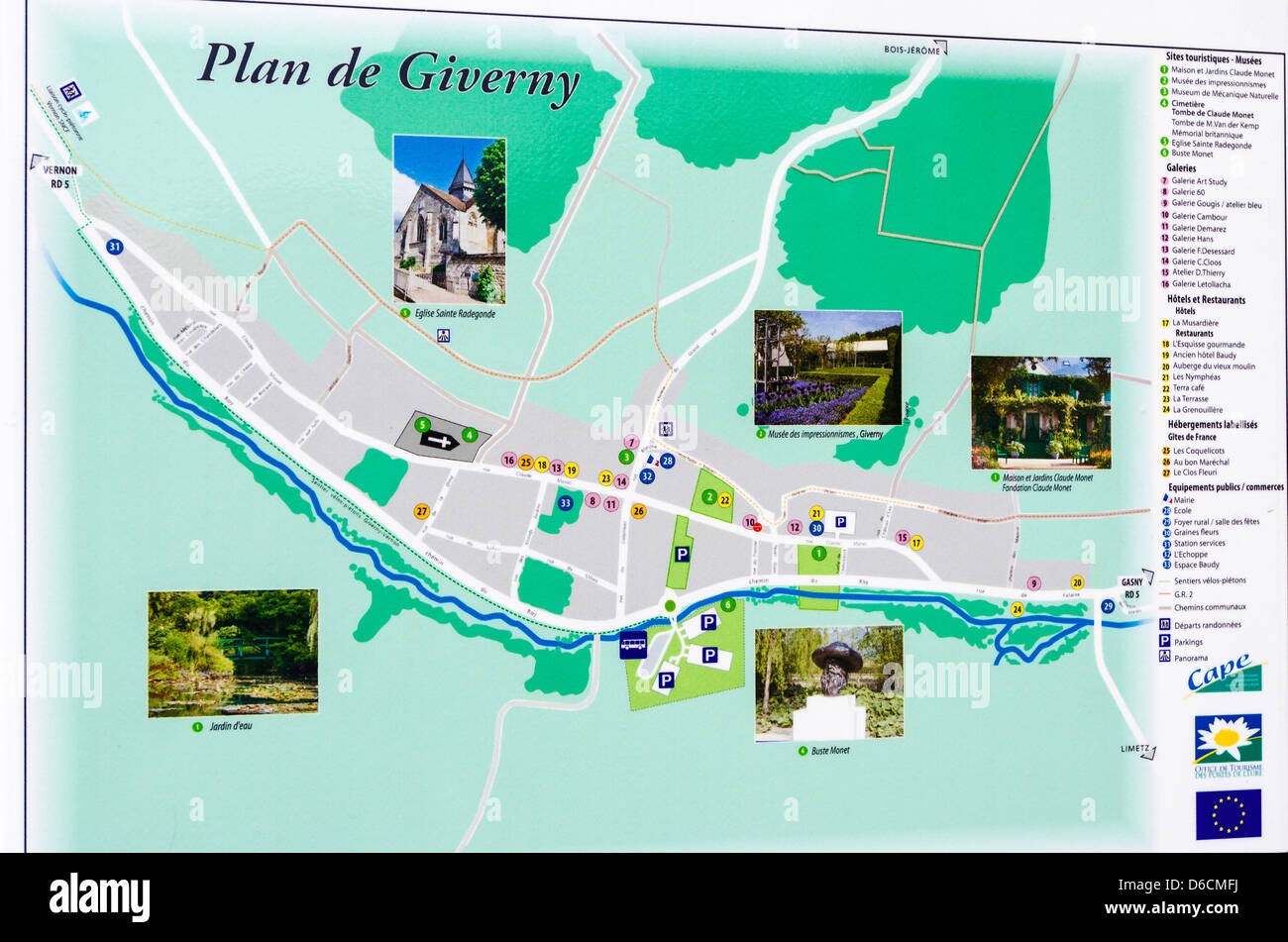 Stadtplan, Giverny, Normandie, Frankreich Stockfoto