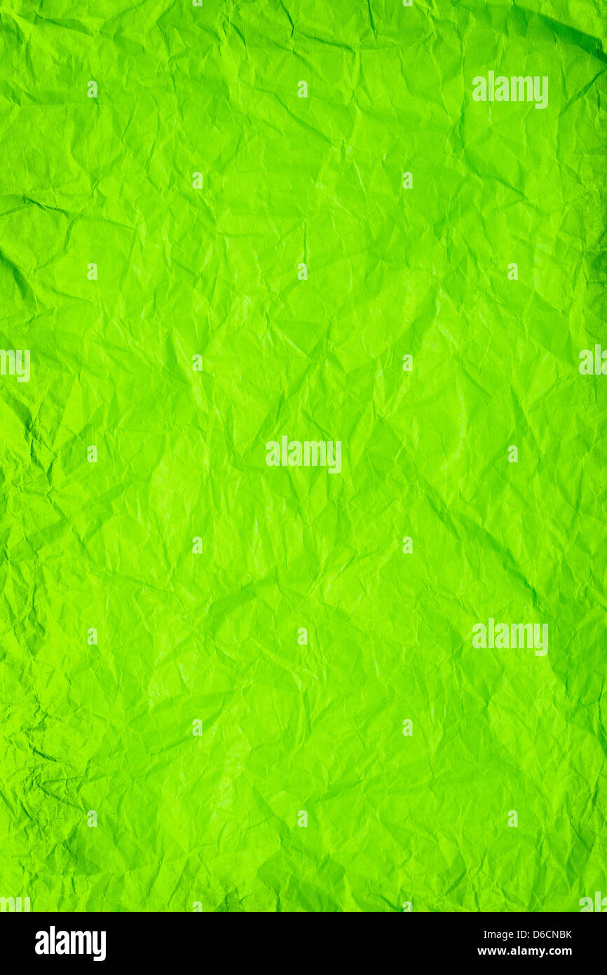 grüne zerknittertes Papierhintergrund oder grobe Textur Stockfoto