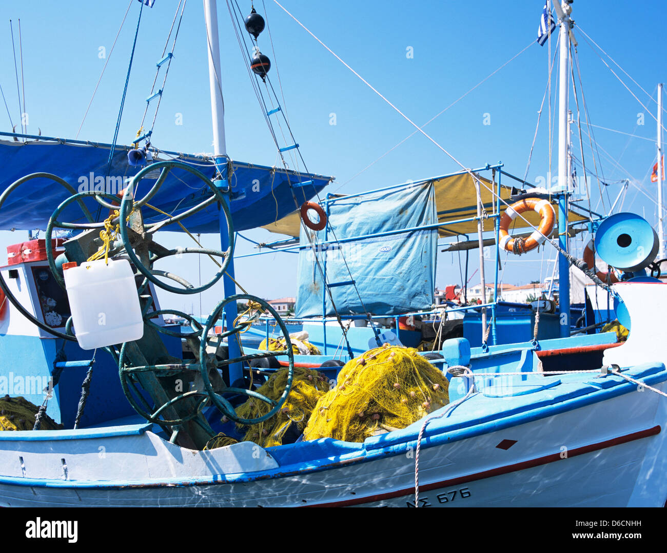 Griechischen Angeln Boot Pythagoria Hafen Samos griechische Inseln Griechenland Stockfoto