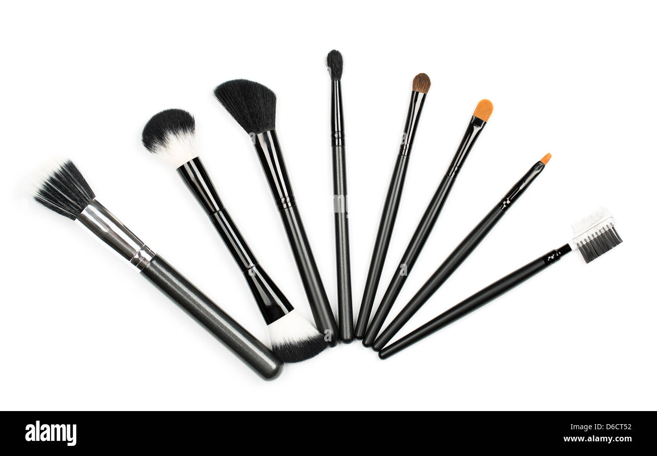 Professionelle Make-up Pinsel set auf weißem Hintergrund Stockfoto