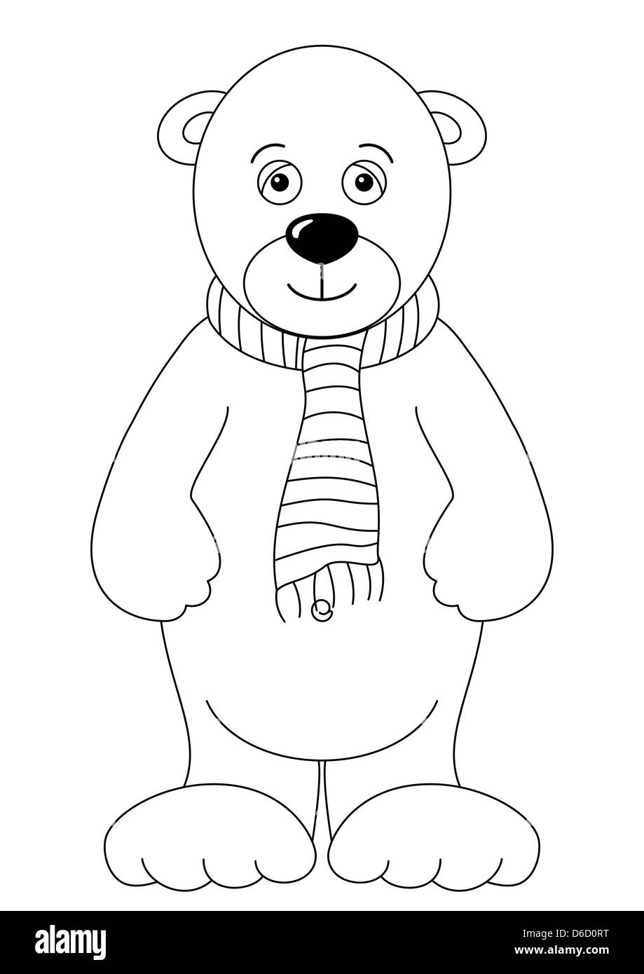 Teddy-Bär weiß in einen Schal, Konturen Stockfoto