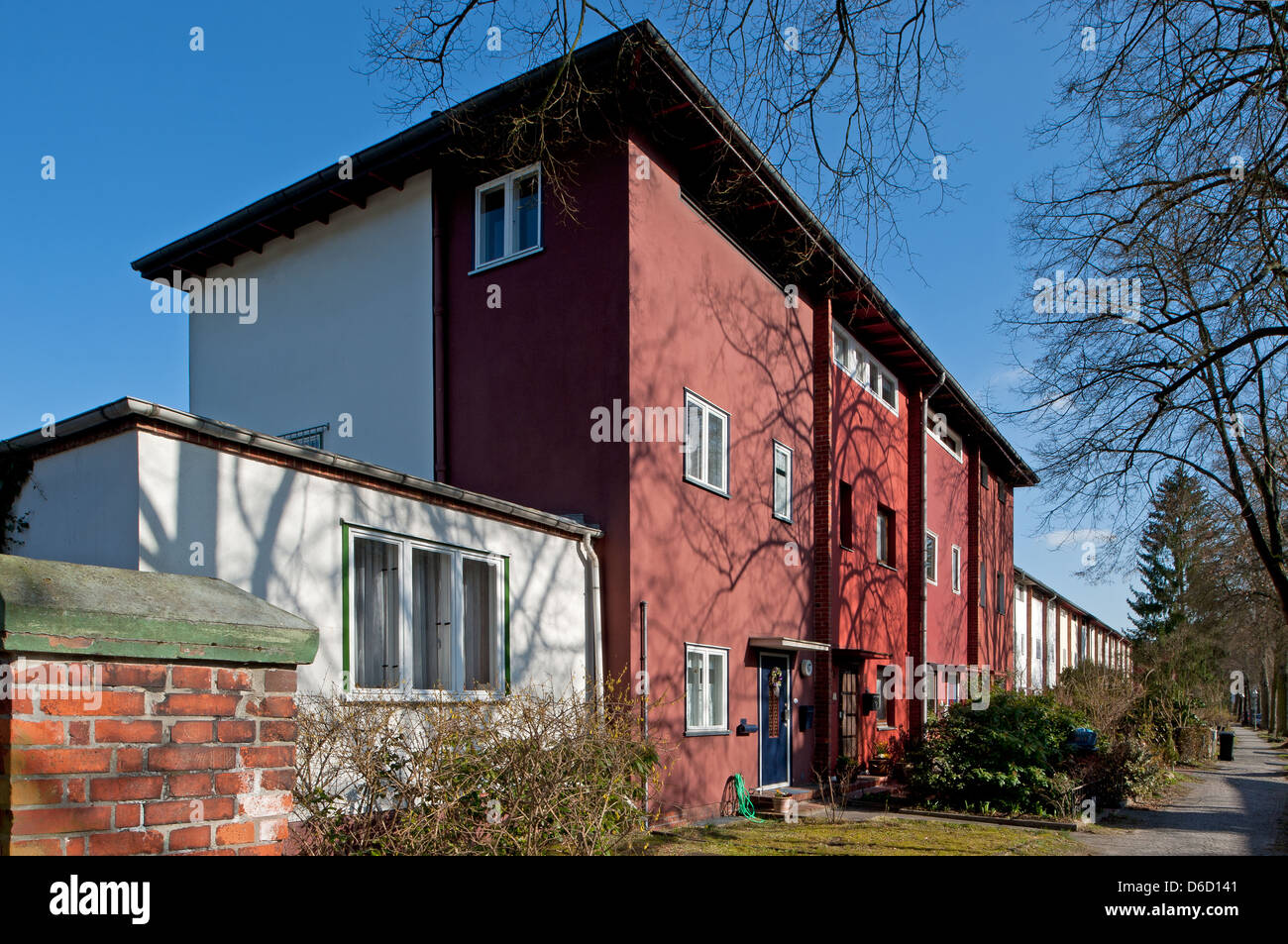 Berlin, Deutschland, einzelne Einfamilienhäuser in der Siedlung am Fischtalgrund Stockfoto