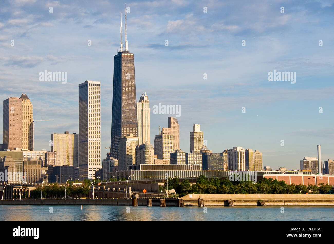 Foto von der Skyline von Chicago vom Lake Michigan. Stockfoto