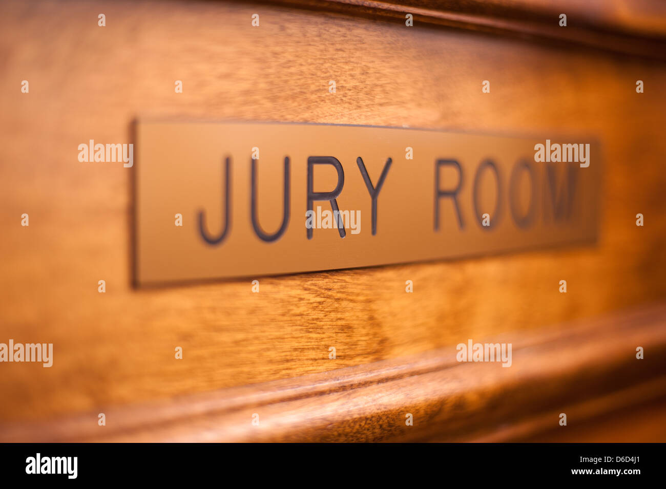 Eine Jury Zimmertür in einem Gerichtsgebäude. Stockfoto