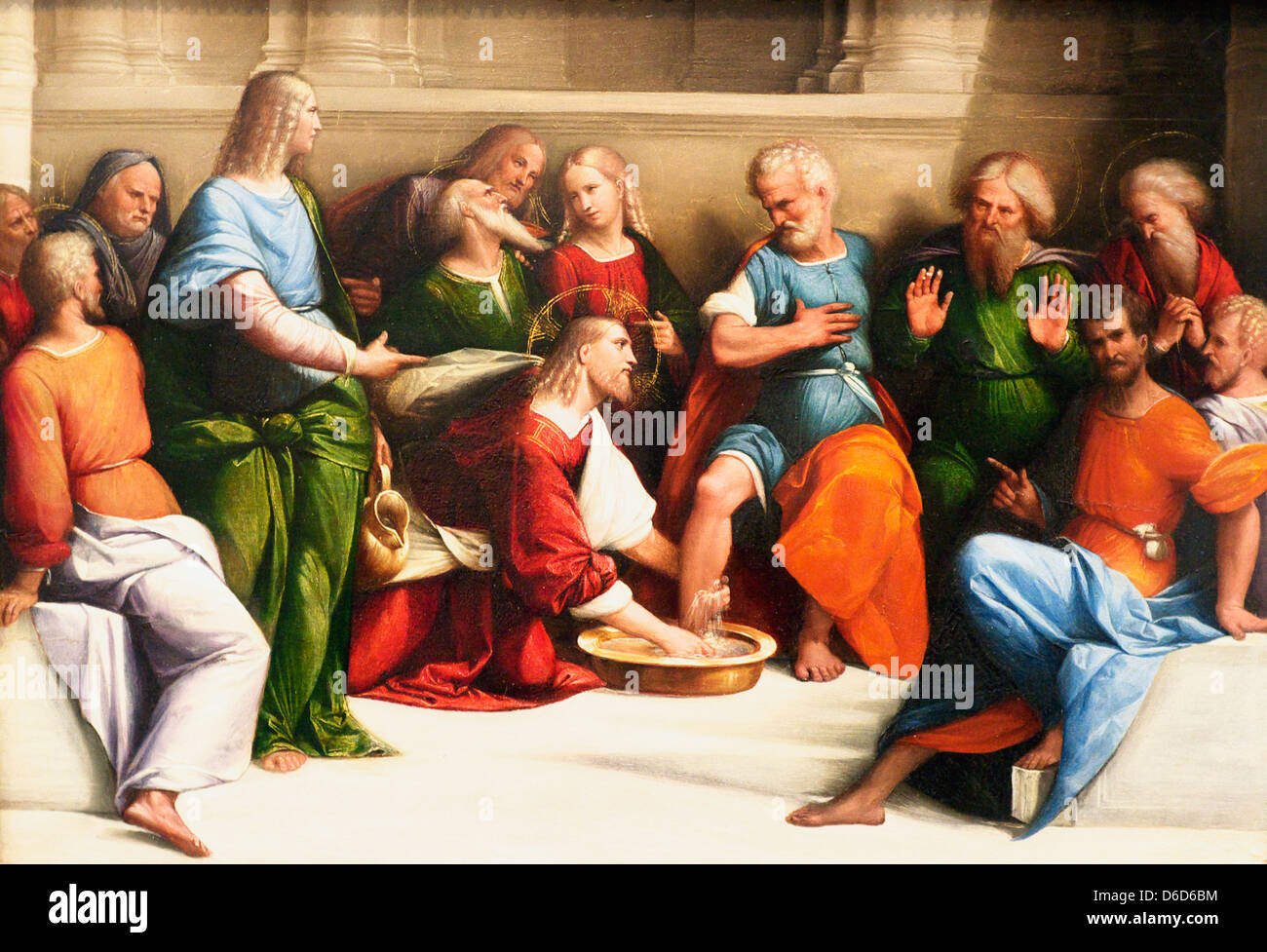 Waschen Sie Christus den Jüngern Füße von Benvenuto Tisi Garofalo genannt Stockfoto